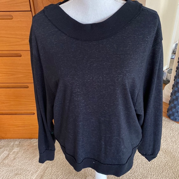 NWOT PILCRO/ Anthropologie brand black/gray pullover top with gathered V back. - Picture 2 of 7